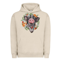 Pigment French Oak baby pig floral wreath Urban Hoodie - BarkalooDesign