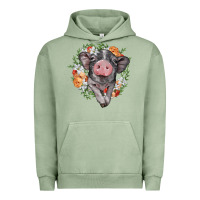 Baby Pig Floral Wreath Urban Hoodie | Teevron