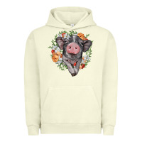 Pigment Pistachio baby pig floral wreath Urban Hoodie - BarkalooDesign