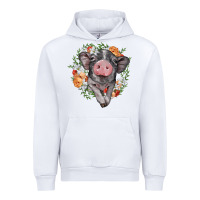 White baby pig floral wreath Urban Hoodie - BarkalooDesign