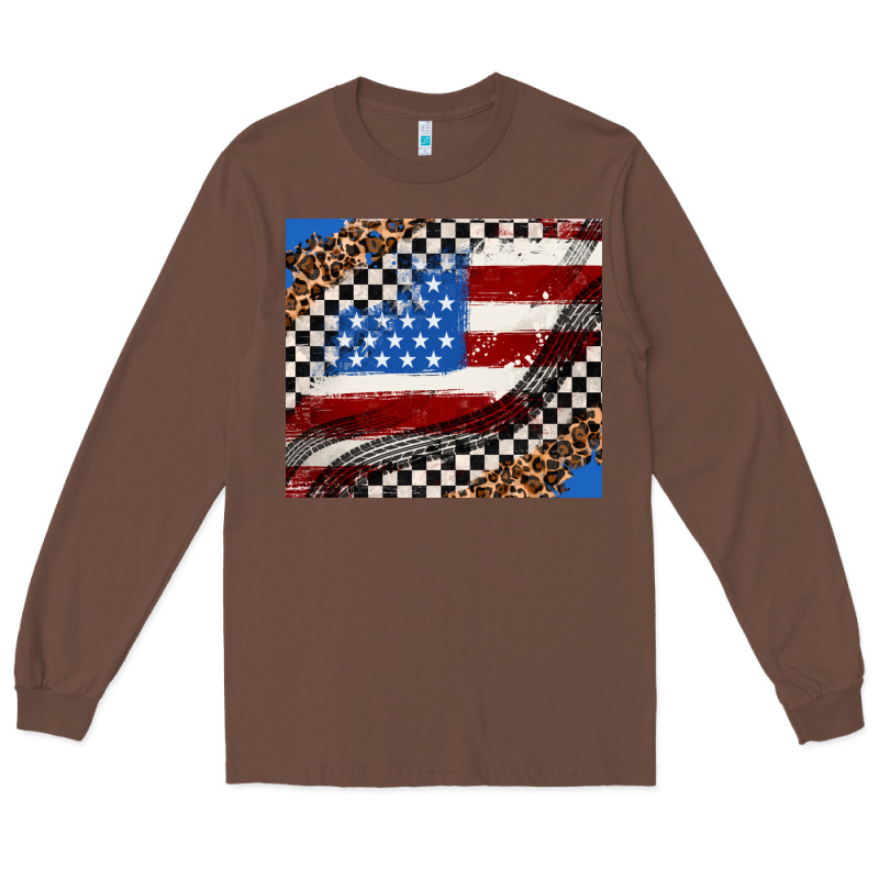 American Flag And Race Flag Long Sleeve Tee by AdoDesignShop | Teevron