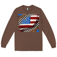 Chestnut American flag and race flag Long Sleeve Tee - AdoDesignShop