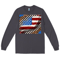 Smoke American flag and race flag Long Sleeve Tee - AdoDesignShop