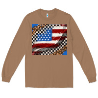 Toasted Coconut American flag and race flag Long Sleeve Tee - AdoDesignShop