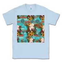 Dusty Blue charolais cow seamless pattern Classic Tee - HRA Design Shop