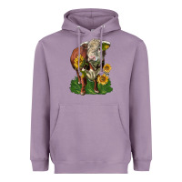 Lavender hereford bull with sunflowers Heavyweight Hoodie - LillyAllenDesigns