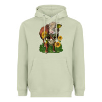Matcha hereford bull with sunflowers Heavyweight Hoodie - LillyAllenDesigns