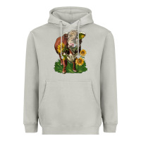Moon Dust hereford bull with sunflowers Heavyweight Hoodie - LillyAllenDesigns