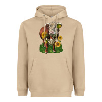 Mushroom hereford bull with sunflowers Heavyweight Hoodie - LillyAllenDesigns