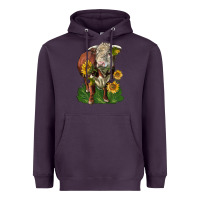 Plum hereford bull with sunflowers Heavyweight Hoodie - LillyAllenDesigns