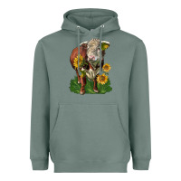 Sage hereford bull with sunflowers Heavyweight Hoodie - LillyAllenDesigns