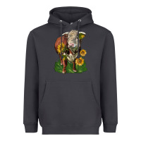 Hereford Bull With Sunflowers Heavyweight Hoodie | Teevron