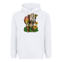 White hereford bull with sunflowers Heavyweight Hoodie - LillyAllenDesigns