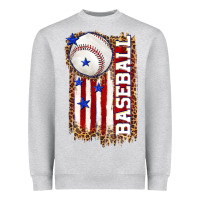Heather Grey baseball american flag Heavyweight Sweatshirt - texasbilliewilder