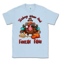 Dusty Blue turkey wine and feelin fine Classic Tee - BundleAndBundleShop