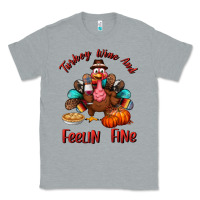 Heather Grey turkey wine and feelin fine Classic Tee - BundleAndBundleShop