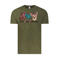 Vintage Olive peace love chihuahua Vintage Tee - RanaPortraitStore