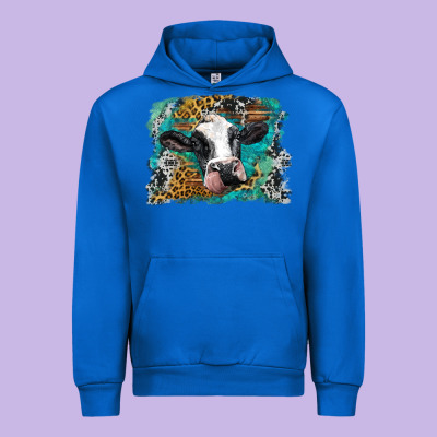 Holstein Cow Leopard And Western Background Urban Hoodie Designed By Barkaloodesign