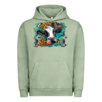 Pigment Oil Green holstein cow leopard and western background Urban Hoodie - BarkalooDesign