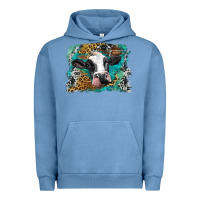 Pigment Pebble Blue holstein cow leopard and western background Urban Hoodie - BarkalooDesign