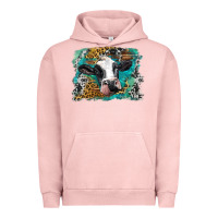 Pigment Salmon holstein cow leopard and western background Urban Hoodie - BarkalooDesign