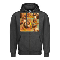 Charcoal Heather fall squirrel and plaid seamless Zipper Hoodie - BundleAndBundleShop