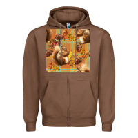 Chestnut fall squirrel and plaid seamless Zipper Hoodie - BundleAndBundleShop