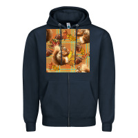 Navy fall squirrel and plaid seamless Zipper Hoodie - BundleAndBundleShop
