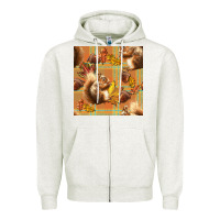 Oatmeal Heather fall squirrel and plaid seamless Zipper Hoodie - BundleAndBundleShop