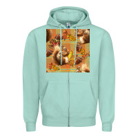Seafoam fall squirrel and plaid seamless Zipper Hoodie - BundleAndBundleShop
