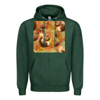 Sports Green fall squirrel and plaid seamless Zipper Hoodie - BundleAndBundleShop