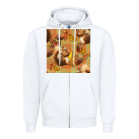 White fall squirrel and plaid seamless Zipper Hoodie - BundleAndBundleShop