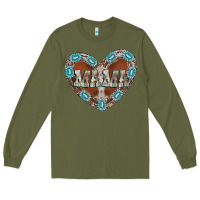 Army Green mama heart cowhide Long Sleeve Tee - CowhideDigitalArt