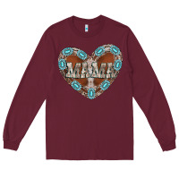 Burgundy mama heart cowhide Long Sleeve Tee - CowhideDigitalArt