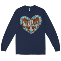 Navy mama heart cowhide Long Sleeve Tee - CowhideDigitalArt