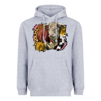 Heather Grey hereford bull western background Heavyweight Hoodie - LillyAllenDesigns