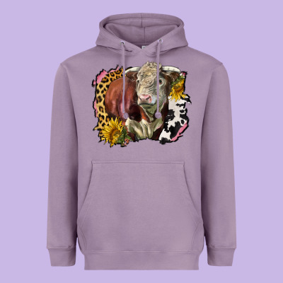 Hereford Bull Western Background Heavyweight Hoodie Designed By Lillyallendesigns