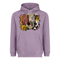 Lavender hereford bull western background Heavyweight Hoodie - LillyAllenDesigns