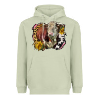 Matcha hereford bull western background Heavyweight Hoodie - LillyAllenDesigns