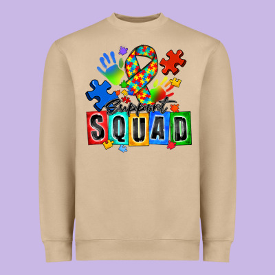 Support Squad Autism Heavyweight Sweatshirt Designed By Zillion Design Studio