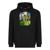 Black charolais heifer with sunflower and daisies Heavyweight Hoodie - LillyAllenDesigns