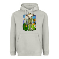 Moon Dust charolais heifer with sunflower and daisies Heavyweight Hoodie - LillyAllenDesigns