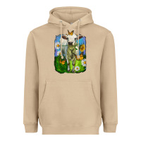 Mushroom charolais heifer with sunflower and daisies Heavyweight Hoodie - LillyAllenDesigns