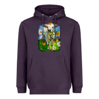 Plum charolais heifer with sunflower and daisies Heavyweight Hoodie - LillyAllenDesigns