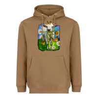 Toasted Coconut charolais heifer with sunflower and daisies Heavyweight Hoodie - LillyAllenDesigns