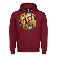 Burgundy cross with bible and sunflowers Zipper Hoodie - AdoDesignShop