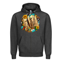 Charcoal Heather cross with bible and sunflowers Zipper Hoodie - AdoDesignShop