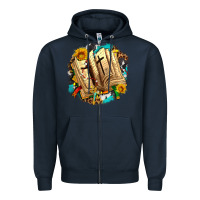 Navy cross with bible and sunflowers Zipper Hoodie - AdoDesignShop