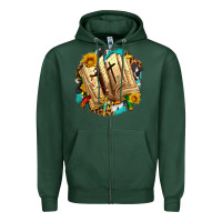 Sports Green cross with bible and sunflowers Zipper Hoodie - AdoDesignShop