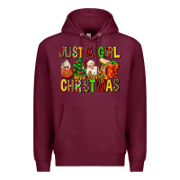 Burgundy just a girl who loves christmas Premium Hoodie - MaliasSmallBusiness